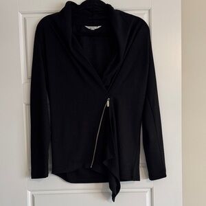 cleo Black Draped Zip-Front Cardigan